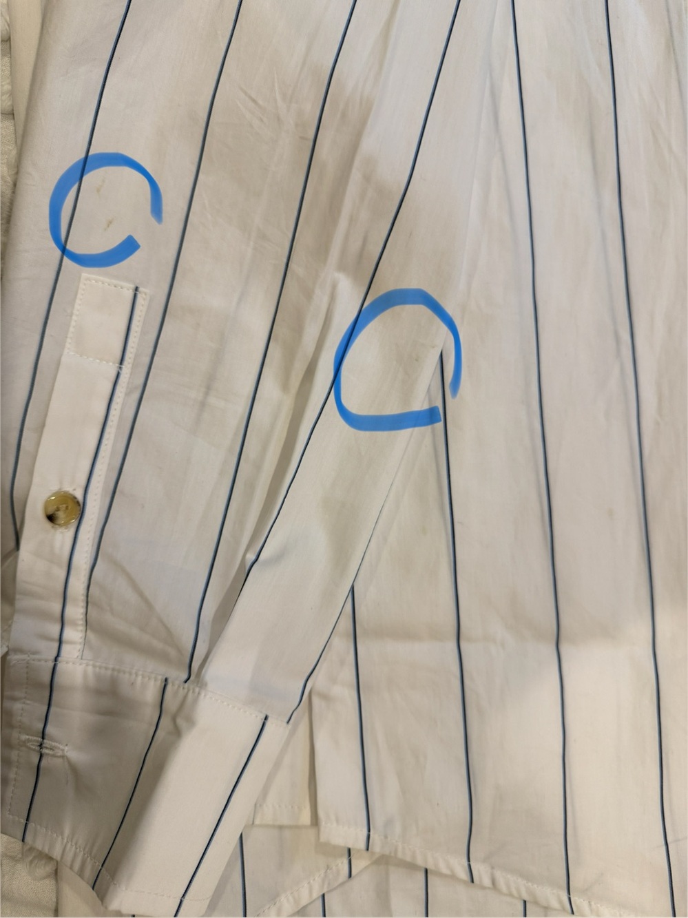 DONNI The Pop Shirt - Navy Pinstripe - Picture 6 of 6